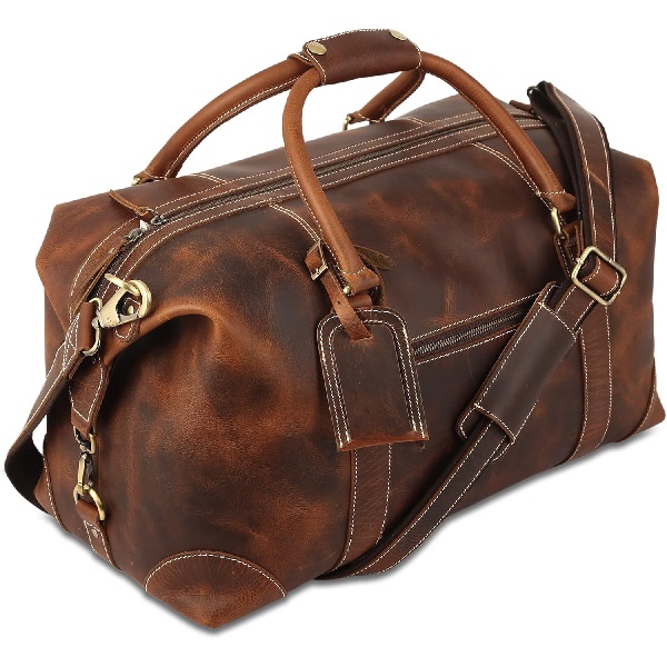 Anejo Tan Weekender Buffalo Leather Duffel Bag