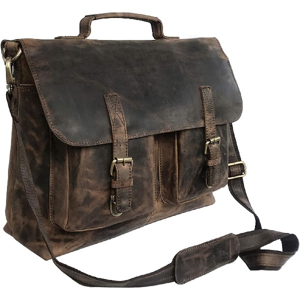 Cuero Buffalo Hunter Leather Messenger Bag